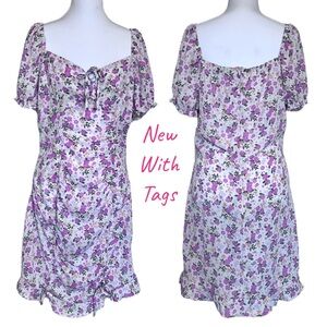 Almost Famous PinkWhite Floral Zipper Ruched Laces XL CottageCore Coquette NWT